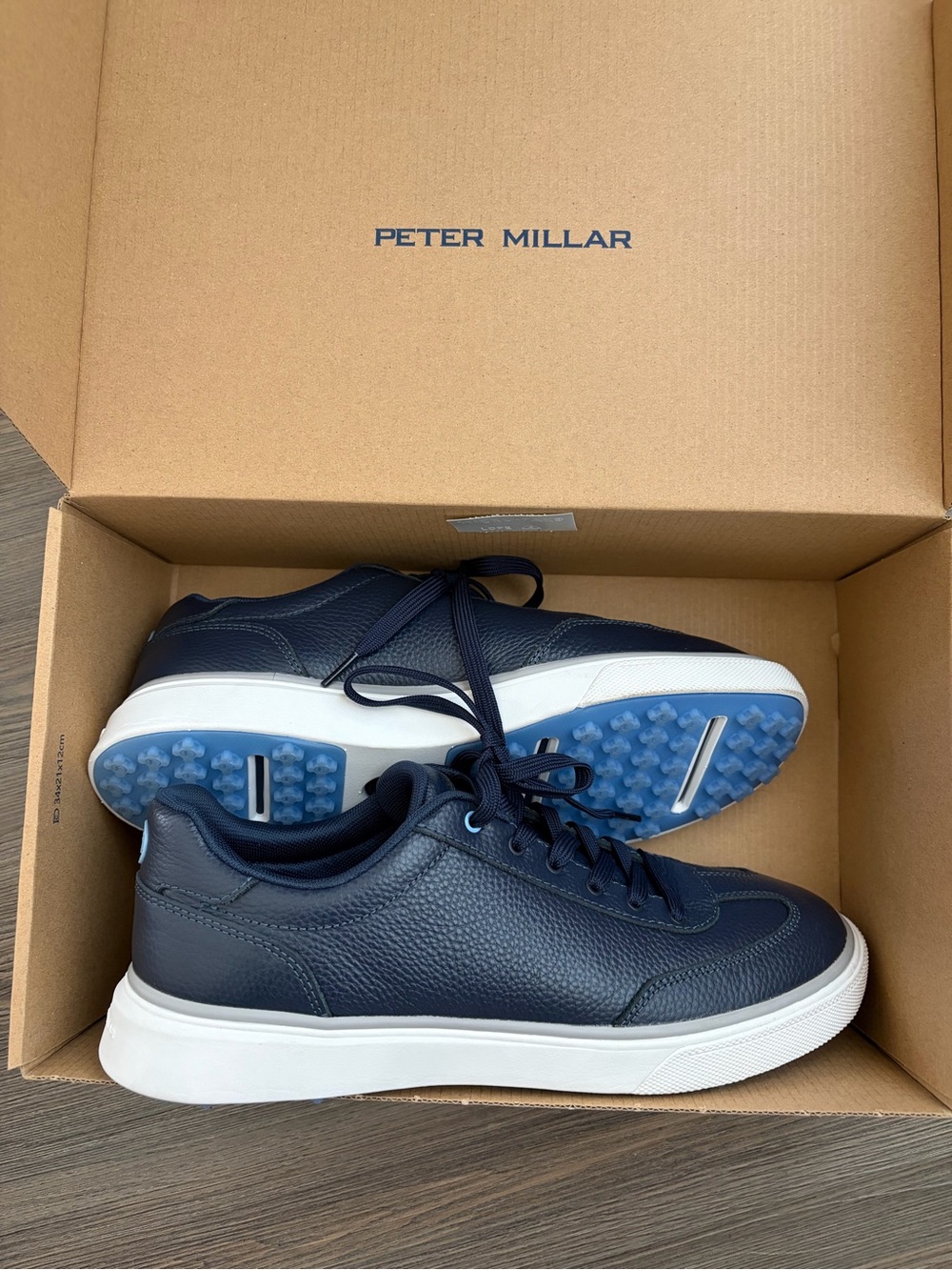 Peter Millar Navy Leather Golf Sneakers with White Midsole Size 11
